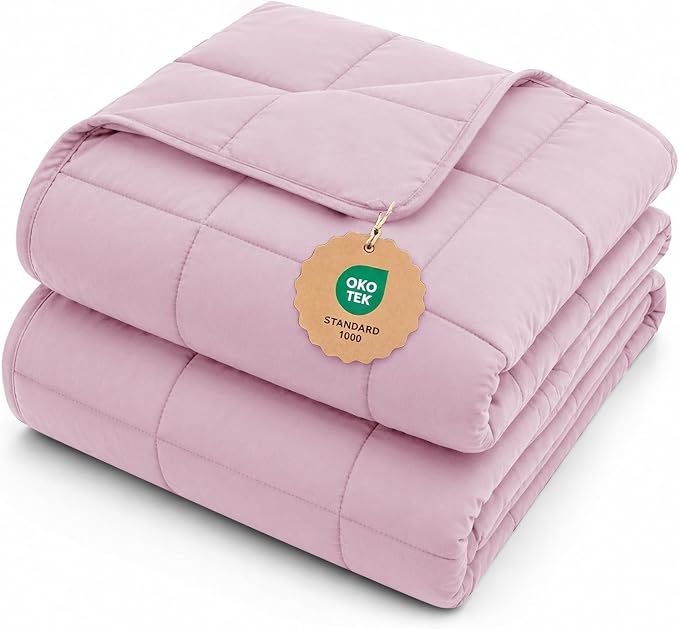 L'AGRATY Weighted Blanket for Adults 20lbs（Queen Size, 60"x80", Pink） Cooling Heavy Blanket Microfiber Breathable Big Weighted Throw Blanket for Summer Fall Winter