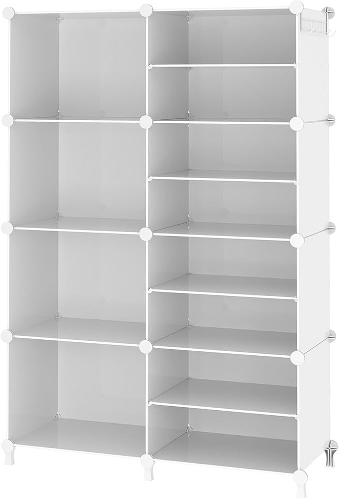 AWTATOS Closet Organizer 8 Cube Storage Shelves, White | Closet Organizers and Storage, DIY Stackable Cubby Shelving, Clothes Organizers for Closet Bedroom Living Room Office