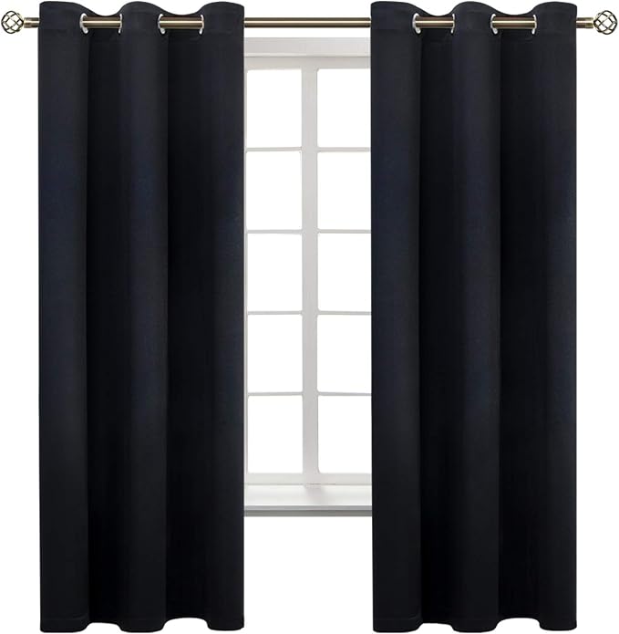 BGment Black Blackout Curtains for Bedroom 63 Inch Long - 2 Panels | Grommet Top, Black Out, Room Darkening, Sunblock, Thermal Insulated, Window Drapes for Kids Boys Room, 42x63 Inch