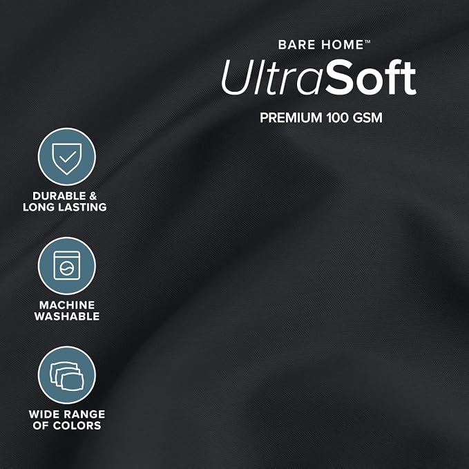 Bare Home Sheet Set - 1800 Ultra-Soft (Split Head Flex King, Black) | Deep Pockets 6 to 15 Inches, Breathable, Hypoallergenic, Hotel Luxury, Easy Fit, Soft, All-Season