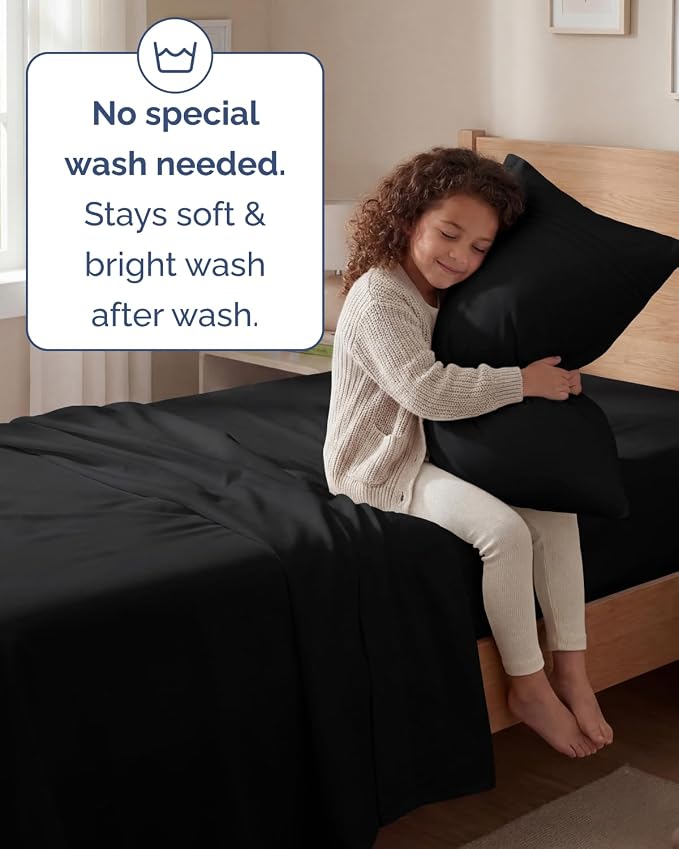 Twin Size 3 Piece Sheet Set - Comfy Breathable & Cooling Sheets - Black | Hotel Luxury Bed Sheets for Women & Men, Deep Pockets, Easy-Fit, Extra Soft and Wrinkle Free Sheets, Oeko-Tex Bed Sheet Set