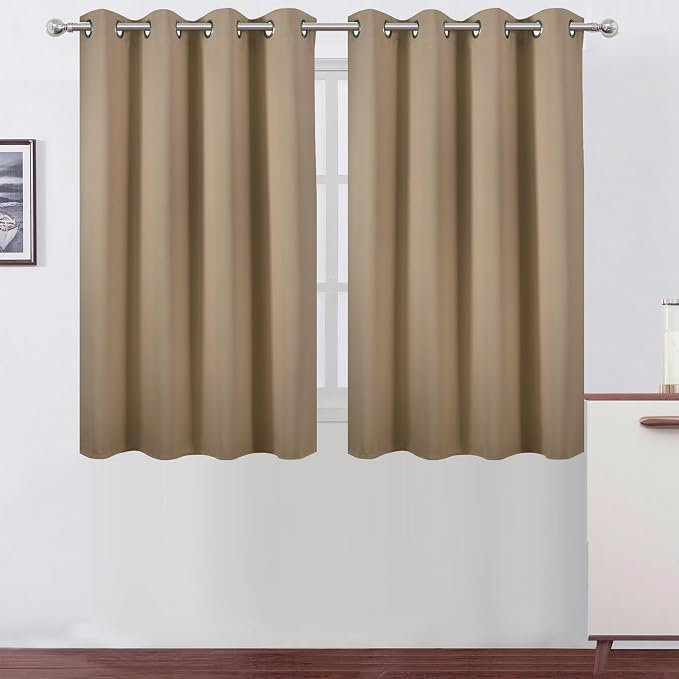 Natural Thermal Blackout Curtains/52 x 45 Inch/Set of 2 Panels Room Darkening Curtains