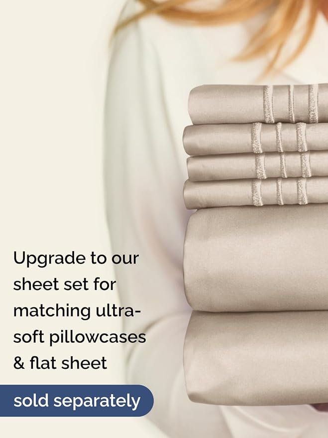 Extra Deep Full Fitted Sheet - Single Fitted Sheet Only - Wheat | Easily Fits 18 inch to 24 inch Mattress, Soft, Wrinkle Free, Breathable & Comfy, Extra Deep Pockets Hotel Luxury Fitted Sheet