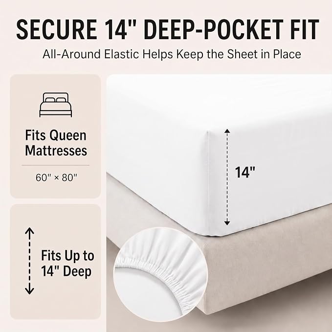 Queen Comforter Set White - 7 Pieces Bed in a Bag | OEKO-TEX Certified, All-Season, Bedroom, Guest Room, Down-Alternative Comforter + Flat & Fitted Sheets + 4 Pillowcases