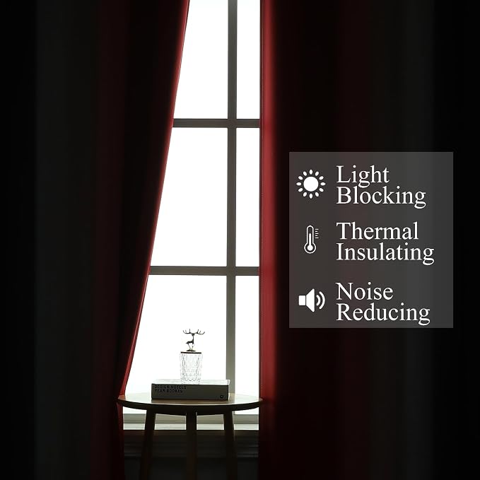 Red and Black Ombre Blackout Bedroom Curtains 54 Inch Long | Room Darkening, Thermal Insulated Grommet Curtains, Light Blocking Window Drapes for Living Room/Kids Room,52Wx54L,Panels