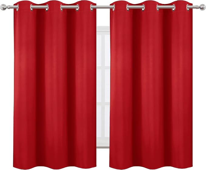 Blackout Curtains 38 x 54 inch/Bright Red Curtains Set of 2 Panels/Thermal Insulated Room Darkening Bedroom Curtains