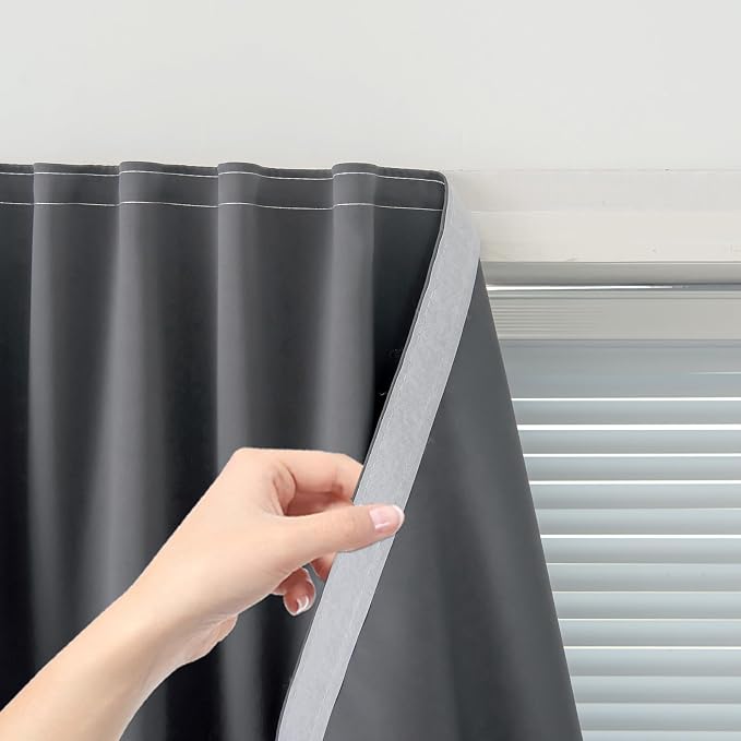Portable Light Blocking Curtains Self-Stick Design, Removable Adhesive Window Shades for Apartment Office, 71" W x 84" L, Grey, 1 Panel