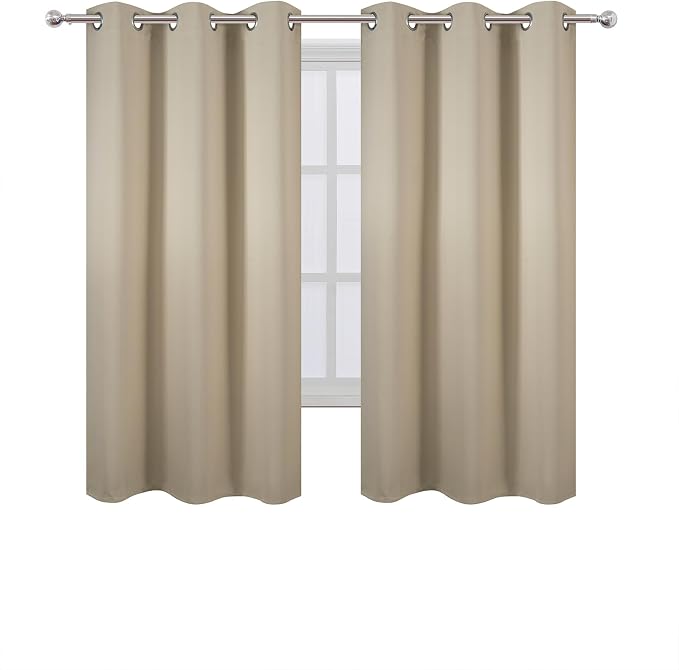 Blackout Curtains 40 x 63 inch/Beige Curtains Set of 2 Panels/Thermal Insulated Room Darkening Bedroom Curtains