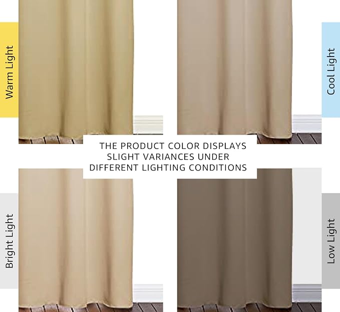 NICETOWN Biscotti Beige Blackout Curtains for Bedroom 42" x 84" 2 Panels | Thermal Insulated Eyelet Top Room Darkening Window Panels Drapes, Light Blocking Noise Reducing Living Room Decor Treatments