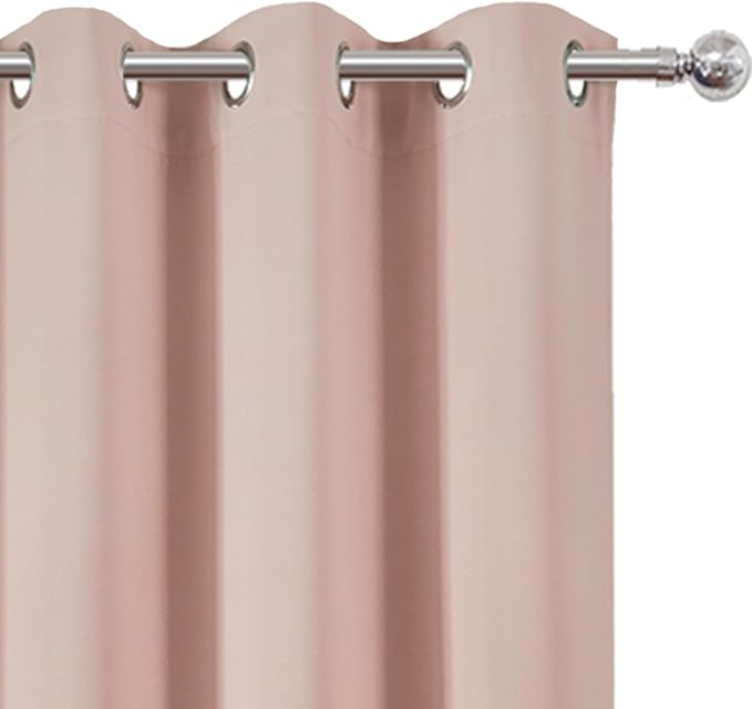 Blackout Curtains 42 x 63 inch/Blush Curtains Set of 2 Panels/Thermal Insulated Room Darkening Bedroom Curtains