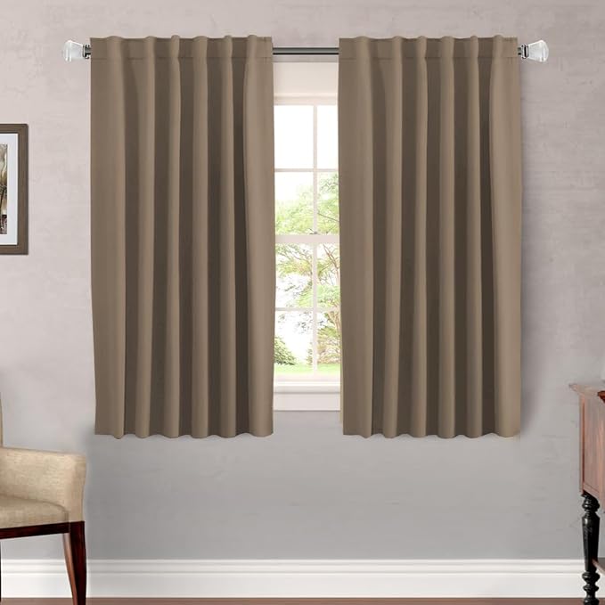 H.VERSAILTEX Blackout Curtains Thermal Insulated Window Treatment Panels Room Darkening Blackout Drapes for Living Room Back Tab/Rod Pocket Bedroom Draperies (2 Panels, Macchiato, 52 x 54 Inch)