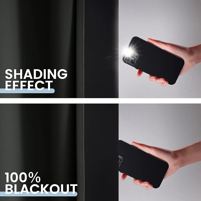 SimpleHome 100% Blackout Ombre Bedroom Curtains Black and Greyish White,84L | Room Darkening Curtains,Thermal Insulated Grommet Window Drapes and Curtains for Living Room,2 Panels, 52x84 inches Length