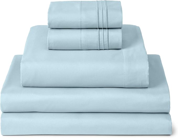 Mellanni Iconic 5-Piece, Ultra Soft Sheet Set (Split King, Aqua) | 10M+ Sleepers. Lab-tested: Sleeps Cool, Stays Bright, Strong, Smooth. Good Housekeeping Best Bedding, 7 yrs running.