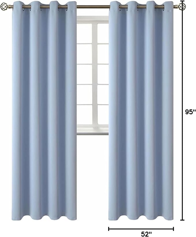 BGment Blackout Curtains for Living Room - Grommet Thermal Insulated Room Darkening Curtains for Bedroom, 2 Panels of 52 x 95 Inch, Spa Blue