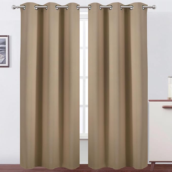 Natural Thermal Blackout Curtains/38 x 84 Inch/Set of 2 Panels Room Darkening Curtains for Bedroom