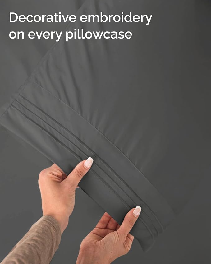 Twin Size 3 Piece Sheet Set - Comfy Breathable & Cooling Sheets - Charcoal | Hotel Luxury Bed Sheets for Women & Men, Deep Pockets, Easy-Fit, Extra Soft and Wrinkle Free Sheets, Oeko-Tex Bed Sheet Set