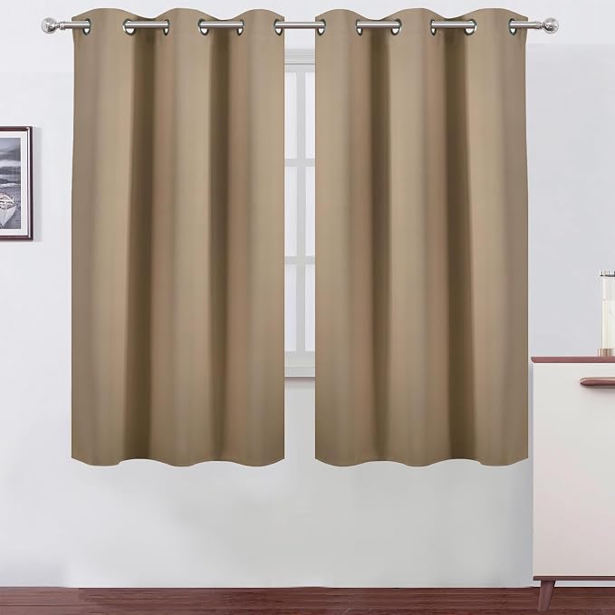 Blackout Curtains 42 x 63 inch/Natural Curtains Set of 2 Panels/Thermal Insulated Room Darkening Bedroom Curtains