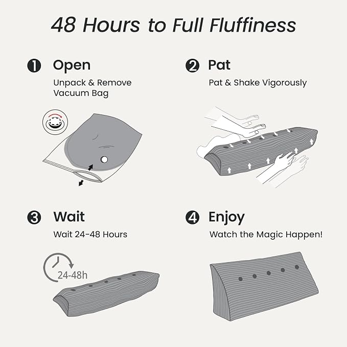 Sasttie Headboard Pillow King, Wedge Pillow Headboard, Dark Grey | Triangle Backrest Cushion for Sitting or Reading in Bed, Dorm Essentials, OEKO-TEX, Down Alternative Fill, Side Pockets