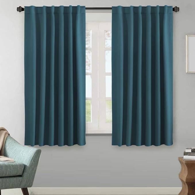 H.VERSAILTEX Blackout Curtains Thermal Insulated Window Treatment Panels Room Darkening Blackout Drapes for Living Room Back Tab/Rod Pocket Bedroom Draperies, 52 x 72 Inch, Dark Teal, 2 Panels
