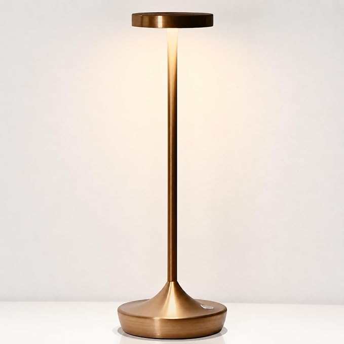 Cordless LED Table Lamps, Rechargeable 6000mAh, 72H Runtime, Waterproof | Stepless Touch Dimming with 3 Color Modes & Memory Function for the Perfect Ambiance at Home, Restaurants & Patios (Bronze)