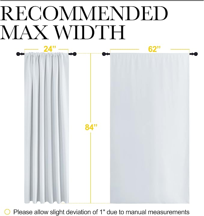 NICETOWN Bedroom Window Curtain Panels - Window Treatment Thermal Insulated Rod Pocket Room Darkening Curtains/Drapes for Patio Door (Greyish White, 2 Panels, 62 in x 84 in (W x L))