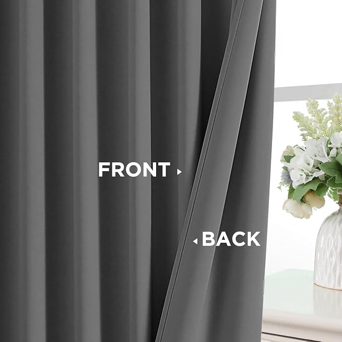 Joydeco Blackout Curtains 108 Inches Long, Thermal Insulated Black Out Curtains 2 Panels Set, Room Darkening Drapes for Living Room Window Rod Pocket Back Tab (W37 x L108 Inch, Light Grey)