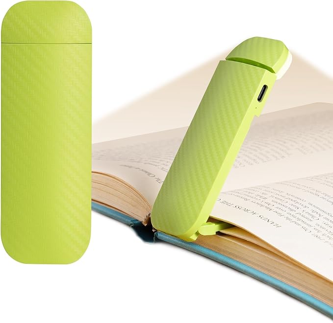 HEMONNKAM Book Reading Light, Rechargeable Clip on Booklight, Eye Caring 3 Color Temperatures & 5 Brightness Levels, Night Use for Bed, Long Lasting, Reading at Night in Bed, Apple Green