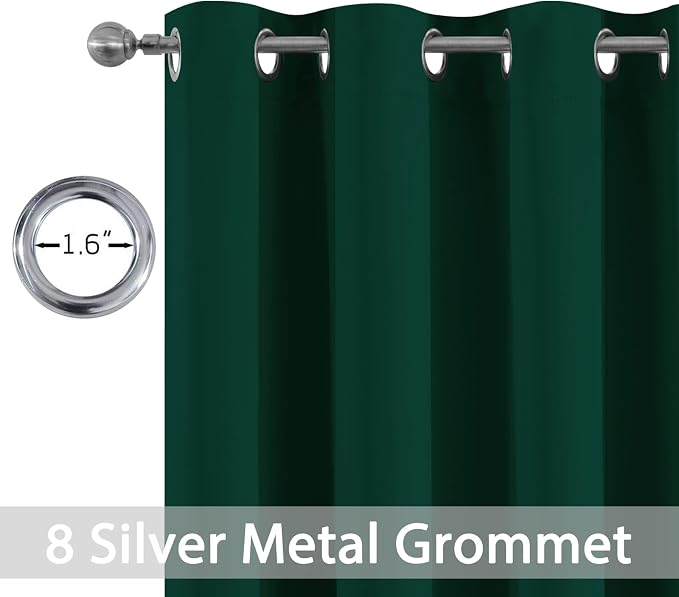Yakamok Dark Green Room Darkening Window Curtains 52x36 Inch for Kitchen | Grommet,Thermal Insulated ,Blackout Curtains Drapes,Blocks some light adds privacy,Living room Bathroom,2 Panel Valance