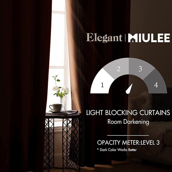 MIULEE Sun Baked Blackout Bedroom Curtains Drapes 72 Inch Long 52"x72" | Grommet Top, Room Darkening Window Drapes, Privacy Protection, Thermal Insulated, Heat Blocking, Light Blocking