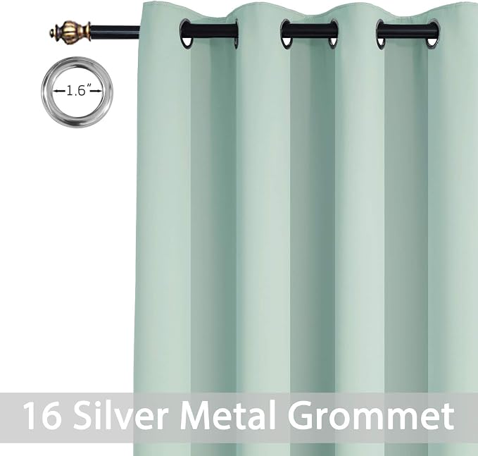 Yakamok Aqua Room Darkening Curtains 84 inch Sliding Door Drapes | 1 Extra-wide Panel,W100xL84,Soft Triple-weave,Grommet,Blackout Thermal Insulated Drapes,Privacy,Light Reduction,Patio doors