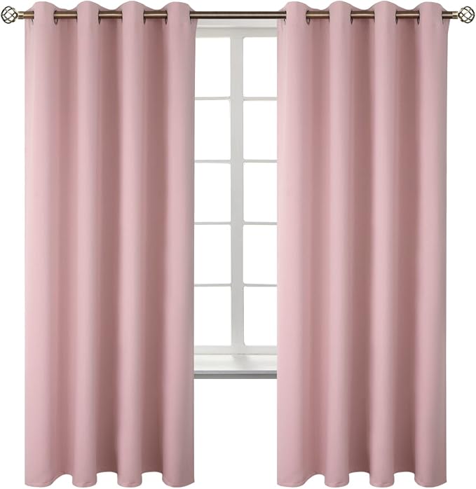 BGment Pink Room Darkening Curtains 72 Inch for Bedroom - 2 Panels | Grommet Top, Light-Blocking, Sunblock, Thermal Insulated, Window Drapes for Kids Boys Room, 52x72 Inch