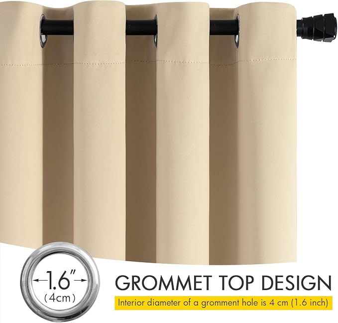 MIULEE Beige Blackout Bedroom Curtains Drapes 92 Inch Long 52"x92" | Grommet Top, Room Darkening Window Drapes, Privacy Protection, Thermal Insulated, Heat Blocking, Light Blocking