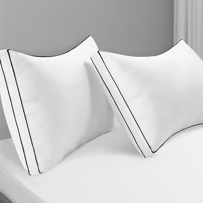 Premium Pillows Queen Size Set of 2, Fluffy and Supportive 7D Down Alternative Bed Pillows, Luxury Soft Hotel Quality Gusseted Pillow for Side Back Stomach Sleepers, Relief Neck Head and Shoulder Pain | 7D Down Alternative Bed Pillow, Soft Hotel Gusset...