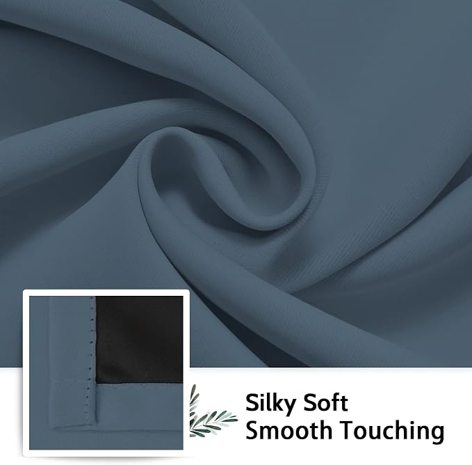 SimpleHome Stone Blue 100% Blackout Curtains Room Darkening Living Room 84L | Curtains for Bedroom,Thermal Insulated Grommet Window Drapes,Curtains for Living Room with Black Back,38 x 84 Inch,2 Panels