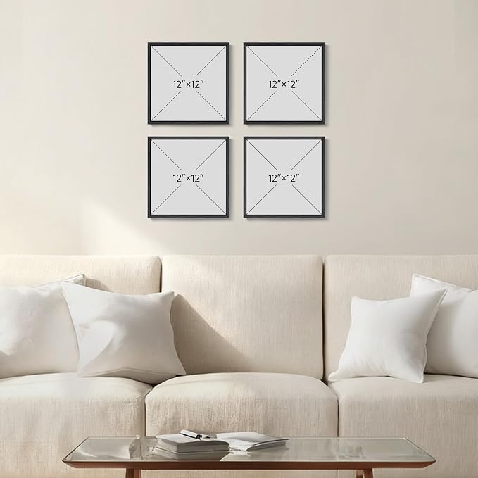 Framed William Morris Wall Art Set of 4, Vintage Botanical Floral Fruit Pattern Canvas Prints Artwork for Walls, Retro Natural Square Picture for Living Rooms Dining Room Hallway Wall Decor, 12x12 In