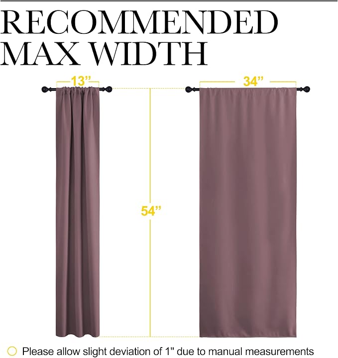 NICETOWN Kitchen Curtains, Short Blackout Curtains & Drapes, Home Decoration Privacy Thermal Insulated Curtains for Unicorn Theam Room (Dry Rose, 34" Wide, 54" Long, 2 PCs)