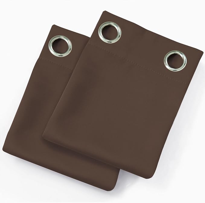 Chocolate Brown Blackout Curtains 34 x 54 Inch Length/Set of 2 Curtain Panels/Thermal Insulated Room Darkening Blackout Curtains for Bedroom
