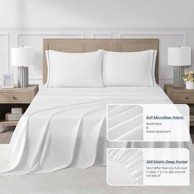 Blue Queen Comforter Set, 15 Pieces, Damask Jacquard Woven, Bedding Set with Sheets, Room in a Bag, Comforter, Bed Skirt, Pillow Shams and Decor Pillows, Curtains