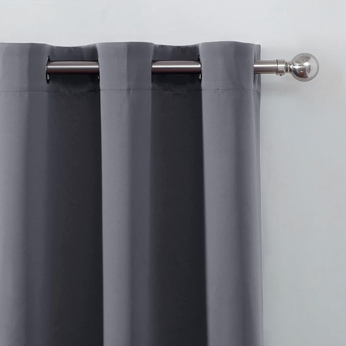 Grey Blackout Curtains 34 x 63 Inch Length/Set of 2 Curtain Panels/Thermal Insulated Room Darkening Blackout Curtains for Bedroom