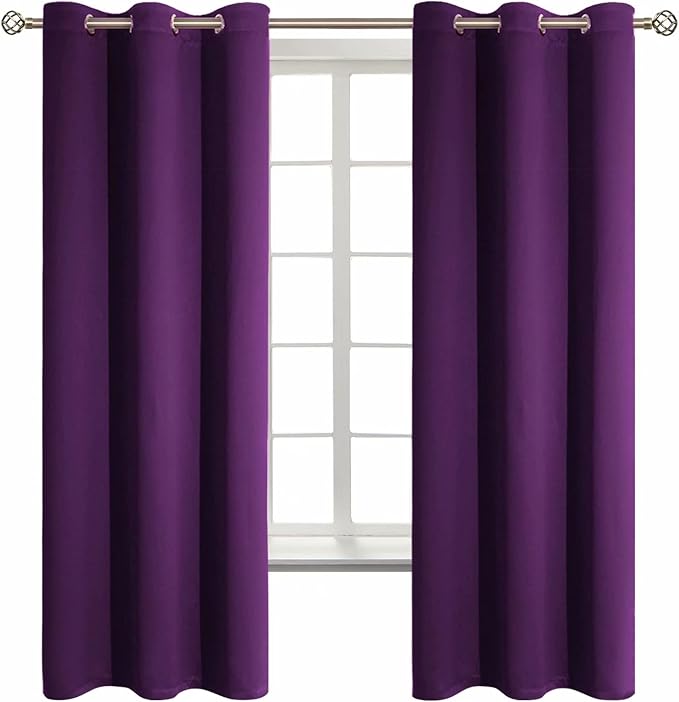 BGment Purple Blackout Curtains for Bedroom 63 Inch Long - 2 Panels | Grommet Top, Black Out, Room Darkening, Sunblock, Thermal Insulated, Window Drapes for Kids Boys Room, 42x63 Inch