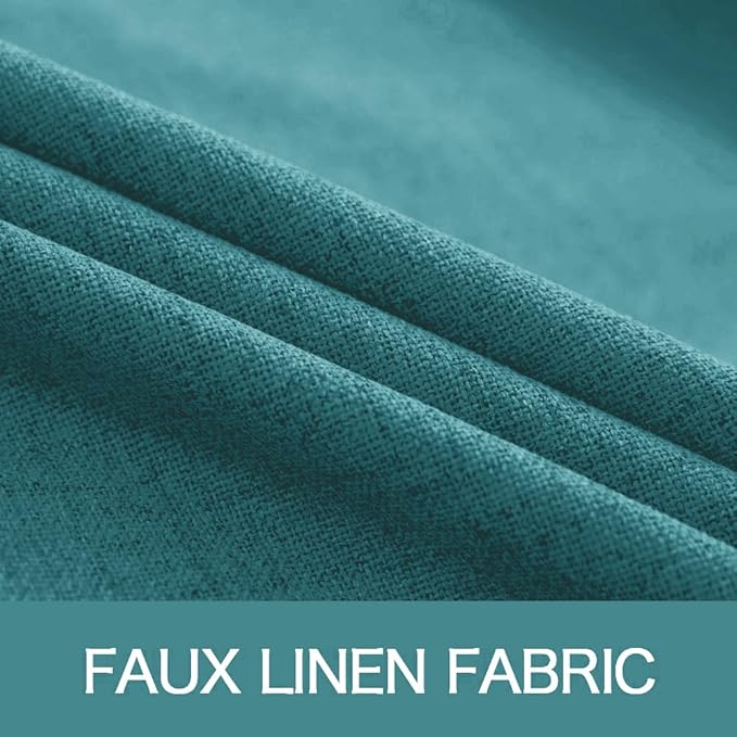 MIULEE 100% Blackout Linen Curtains for Bedroom 52x96 Inches Teal | Room Darkening, Light Blocking, Thermal Insulated, Grommet Top, Linen Textured, Window Curtains for Living Room, 2 Panels