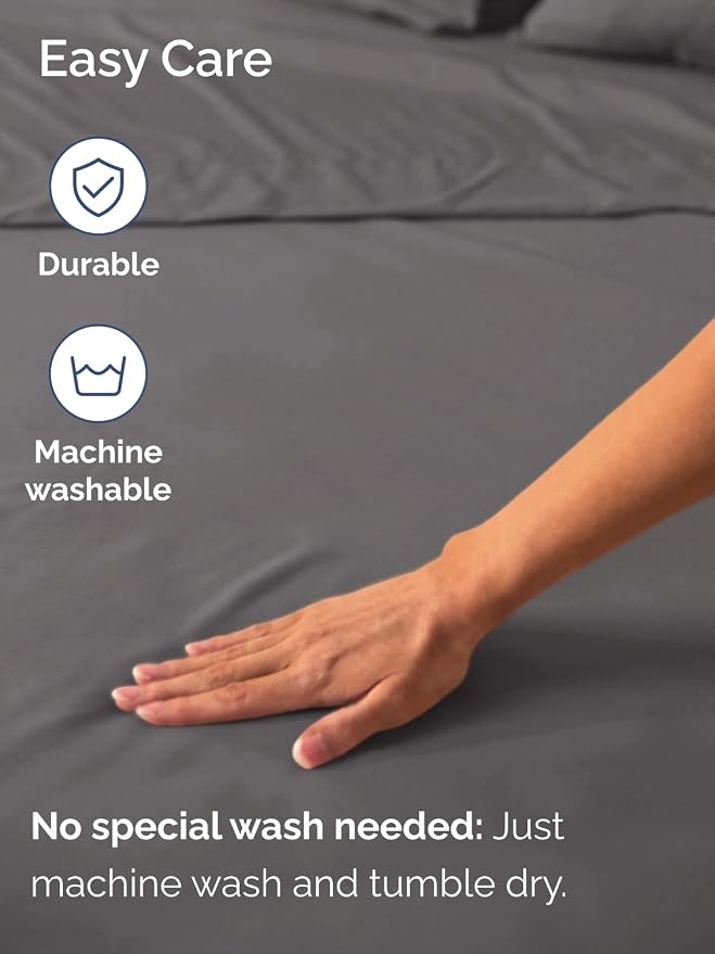 Extra Deep Full Fitted Sheet - Single Fitted Sheet Only - Dark Grey | Easily Fits 18 inch to 24 inch Mattress, Soft, Wrinkle Free, Breathable & Comfy, Extra Deep Pockets Hotel Luxury Fitted Sheet