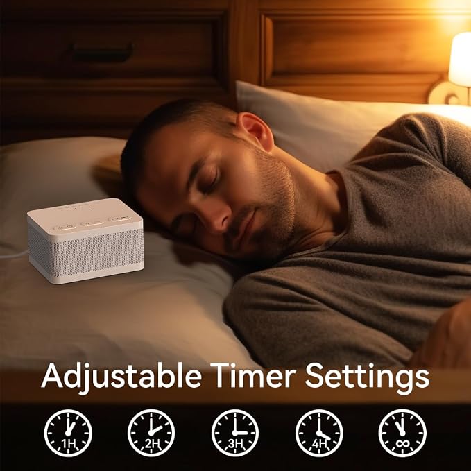 DailyBody Sound Machine White Noise Machine with 30 Soothing Sounds 32 Levels Volume 5 Timers and Memory Function Effectively Blocks Noise Ideal Sleep Machine for Baby Kids Adults… (White)