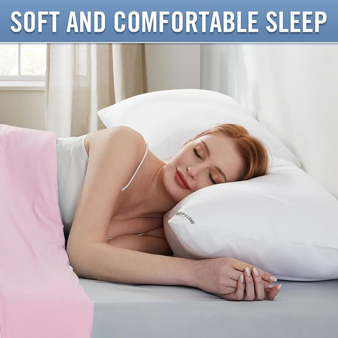 King Size Pillows 4 Pack, Soft Firm Support for Side Back Stomach Sleepers | Set of 4 king pillows with down-alternative plush fill. Breathable & supportive for back, stomach, or side sleepers.