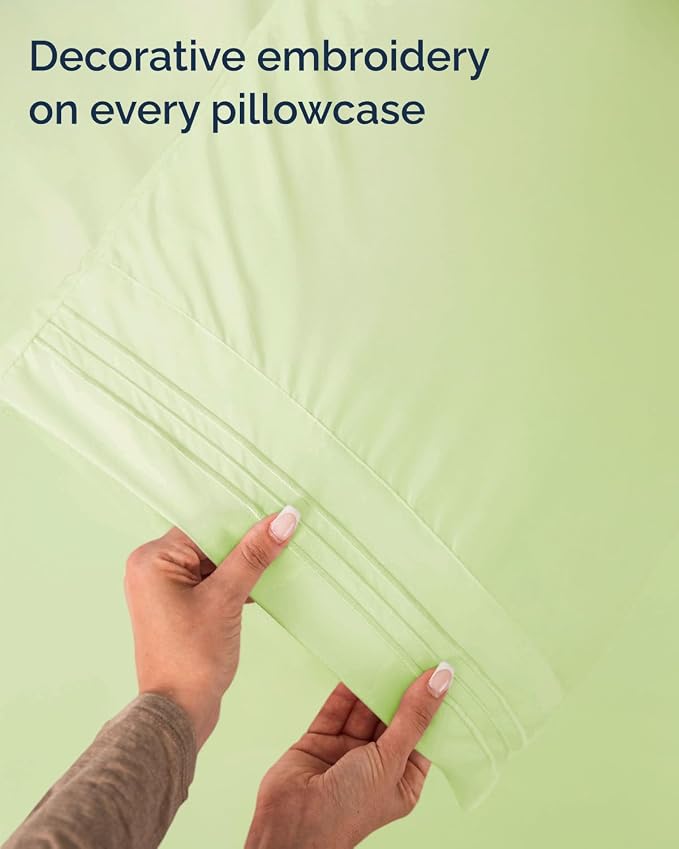 Twin Size 3 Piece Sheet Set - Comfy Breathable & Cooling - Light Sage Green | Hotel Luxury Bed Sheets for Women & Men, Deep Pockets, Easy-Fit, Extra Soft and Wrinkle Free Sheets, Oeko-Tex Bed Sheet Set