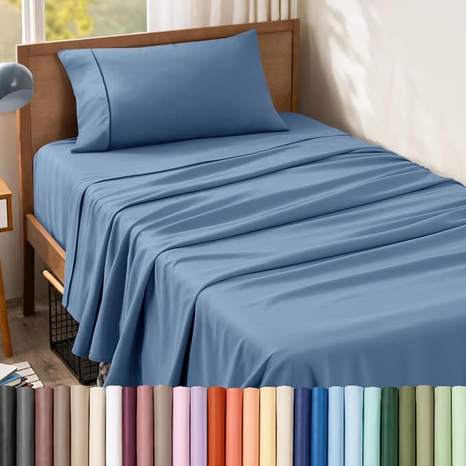 Bare Home Twin Sheet Set - 1800 Ultra-Soft (Twin, Coronet Blue) | Deep Pockets 6 to 15 Inches, Breathable, Hypoallergenic, Hotel Luxury, Easy Fit, Soft, All-Season