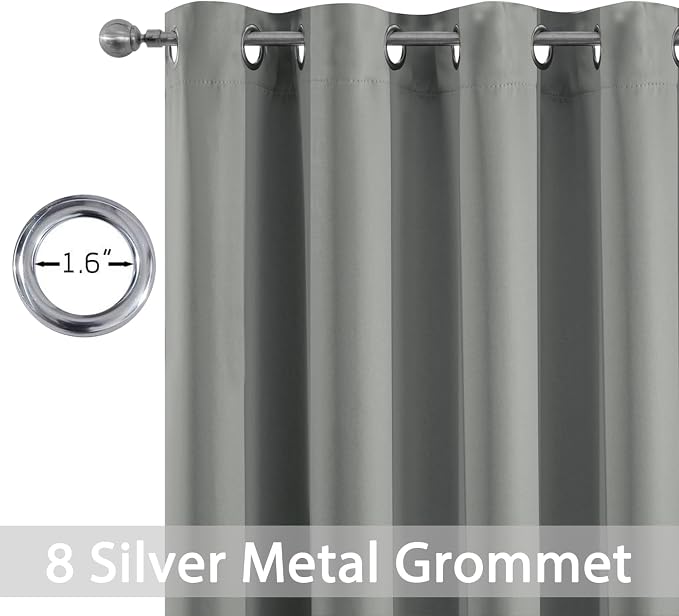 Yakamok Room Darkening Curtains 52x96 inch Length Dove Grey-Living Room | 2 panels,grommet blackout window treatment,thermal insulated,light blocking drapes,privacy protection,bedroom dining room