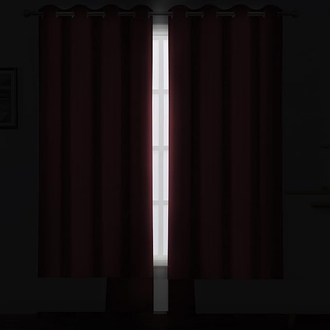 Dark Red Thermal Blackout Curtains/52 x 95 Inch/Set of 2 Panels Room Darkening Curtains for Bedroom