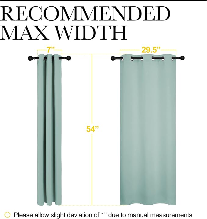 NICETOWN Aqua Blackout Curtains for Loft 34" Wide x 54" Long 2 Panels | Thermal Insulated Solid Grommet Draperies Drapes for Dorm Bedroom, Light Blocking Noise Reducing Room Darkening Window Decor