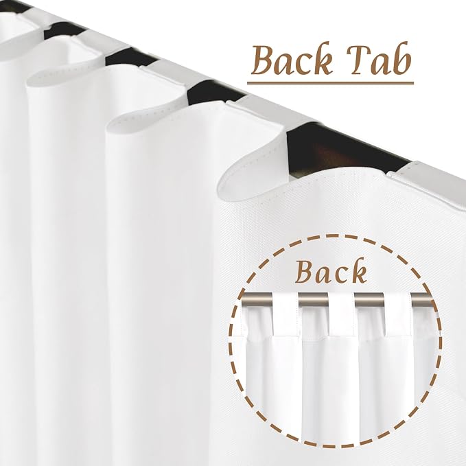 100% Blackout Linen Curtains 45 Inches for Small Windows 2 Panels | White, Thermal Bedroom Curtains, Privacy Protected, Kitchen Panels, Rod Pocket Back Tab, with White Liner, 42 x 45 Inch